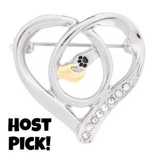 GREATER GOODS NETWORK PAW HEART PIN NEW SILVER & GOLD-TONED BROOCH